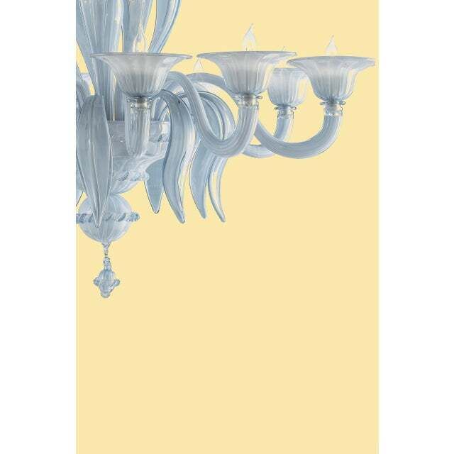 .Mid Century Modern Venetian Azure Style Murano Glass Chandelier photo vinterior