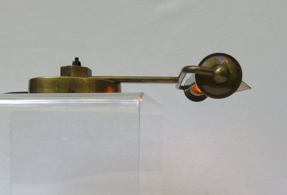 photo for sale Art Deco Minimalist Piano Lamp In Patinated Brass, 1920s