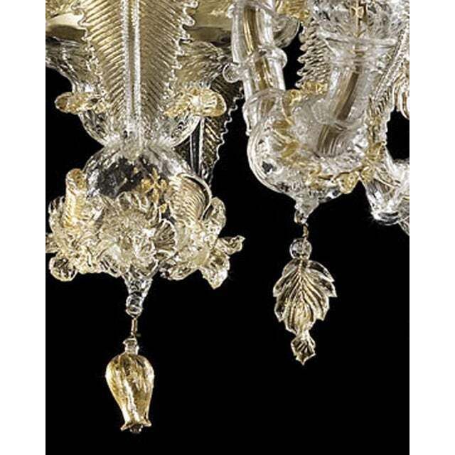 Venetian Cà Rezzonico Floral Gold Murano Style Glass Chandelier photo for sale