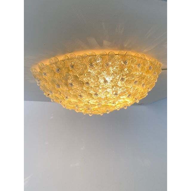 Early 21st Century Gold Flowers Murano Glass Flush Moun photo for sale