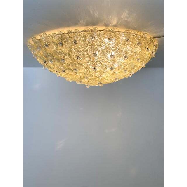 Early 21st Century Gold Flowers Murano Glass Flush Moun photo vinterior