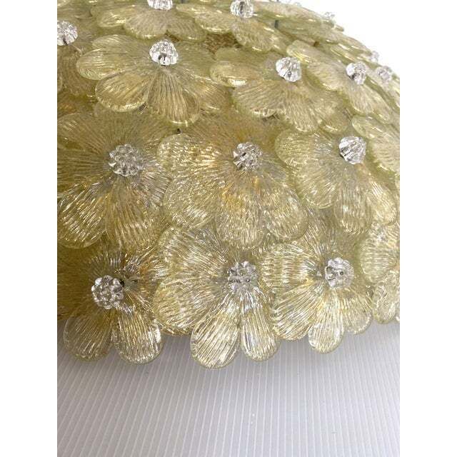 Early 21st Century Gold Flowers Murano Glass Flush Moun photo vintage