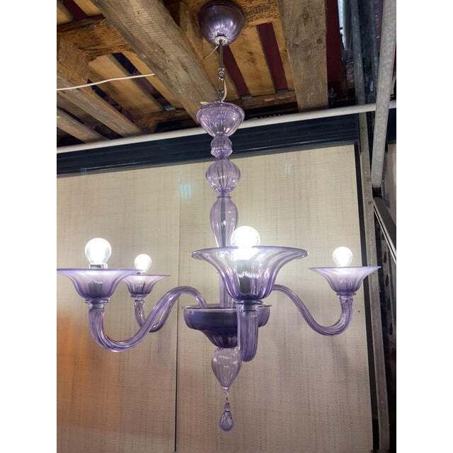 Italian Handmade Murano Style Glass Chandelier In Light Violet photo 6800.0