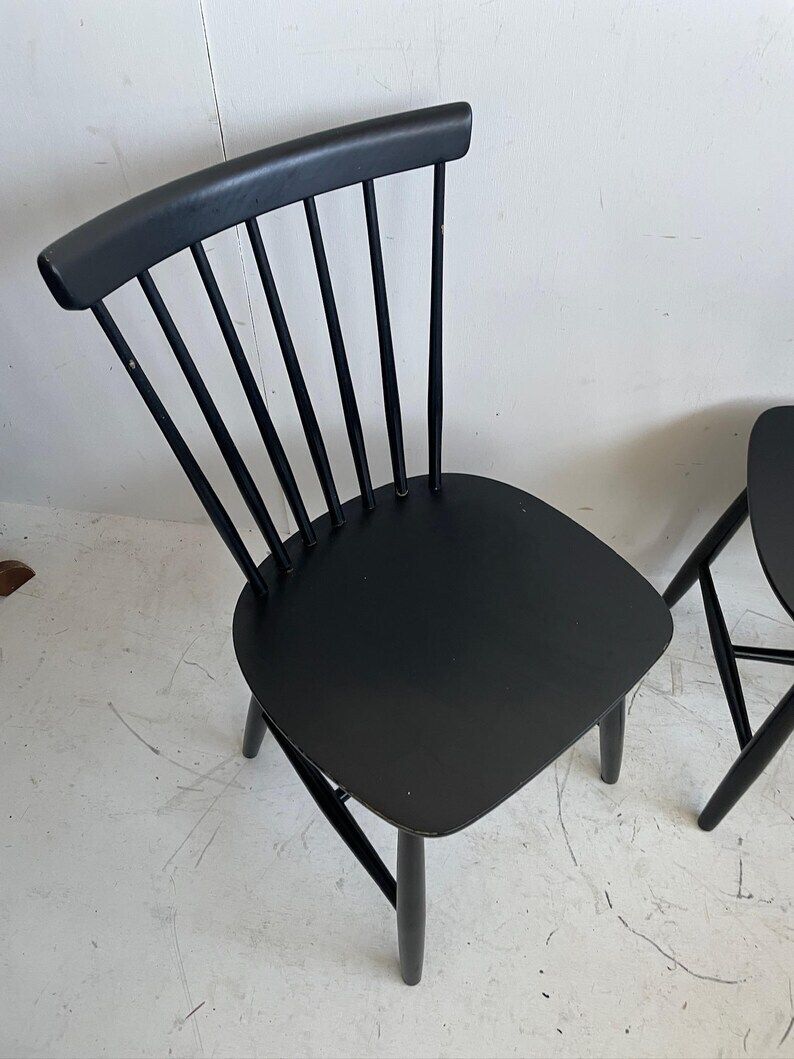 Pair Of Black Haga Fors Model 16 Mid Century Chairs Designed By Se Fryklund In Sweden photo furniture