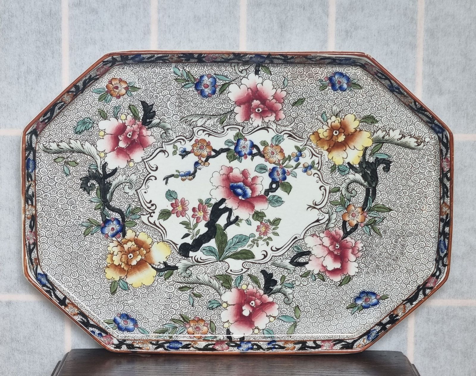 Hancock Coronaware Tray | Antique English Porcelain | Floral Vanity Dresser Plate | Victorian Dressing Table Decor