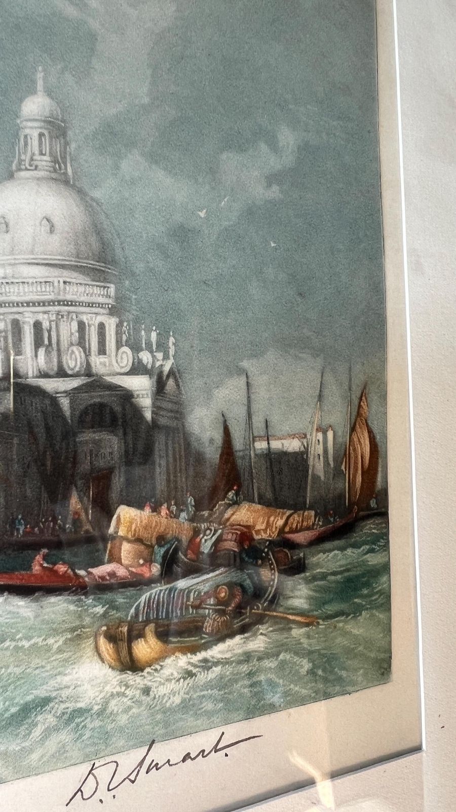 Signed Douglas Ian Smart 1921 Mezzotint Of Santa Maria Della Salute, Venice photo Art