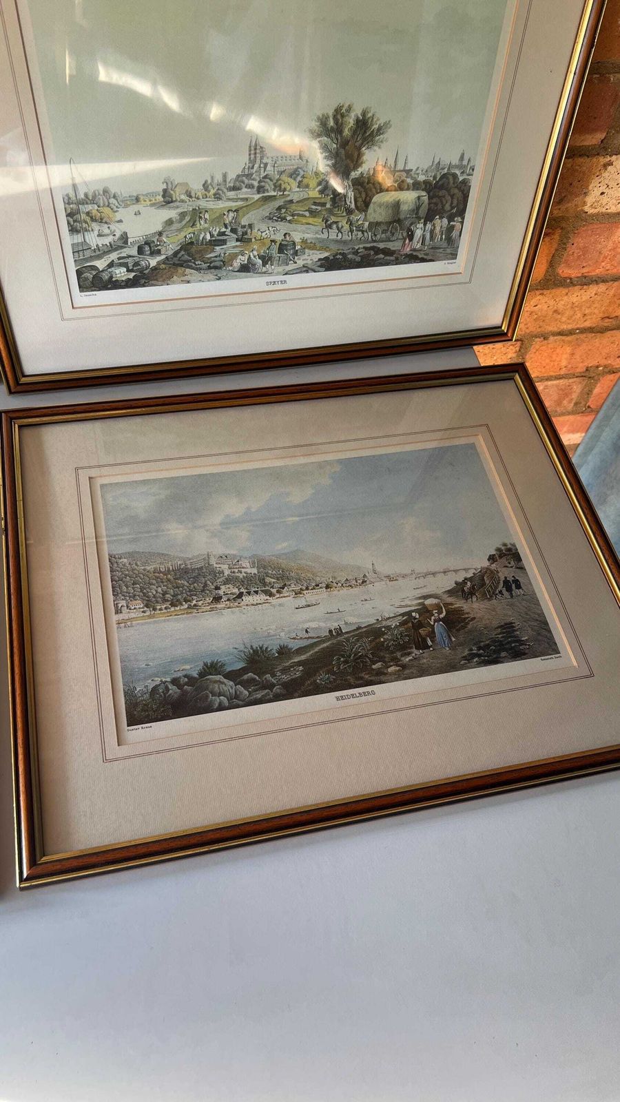 Set Of Four Mid Century Framed Pictures Of Antique German City Etchings photo vinterior