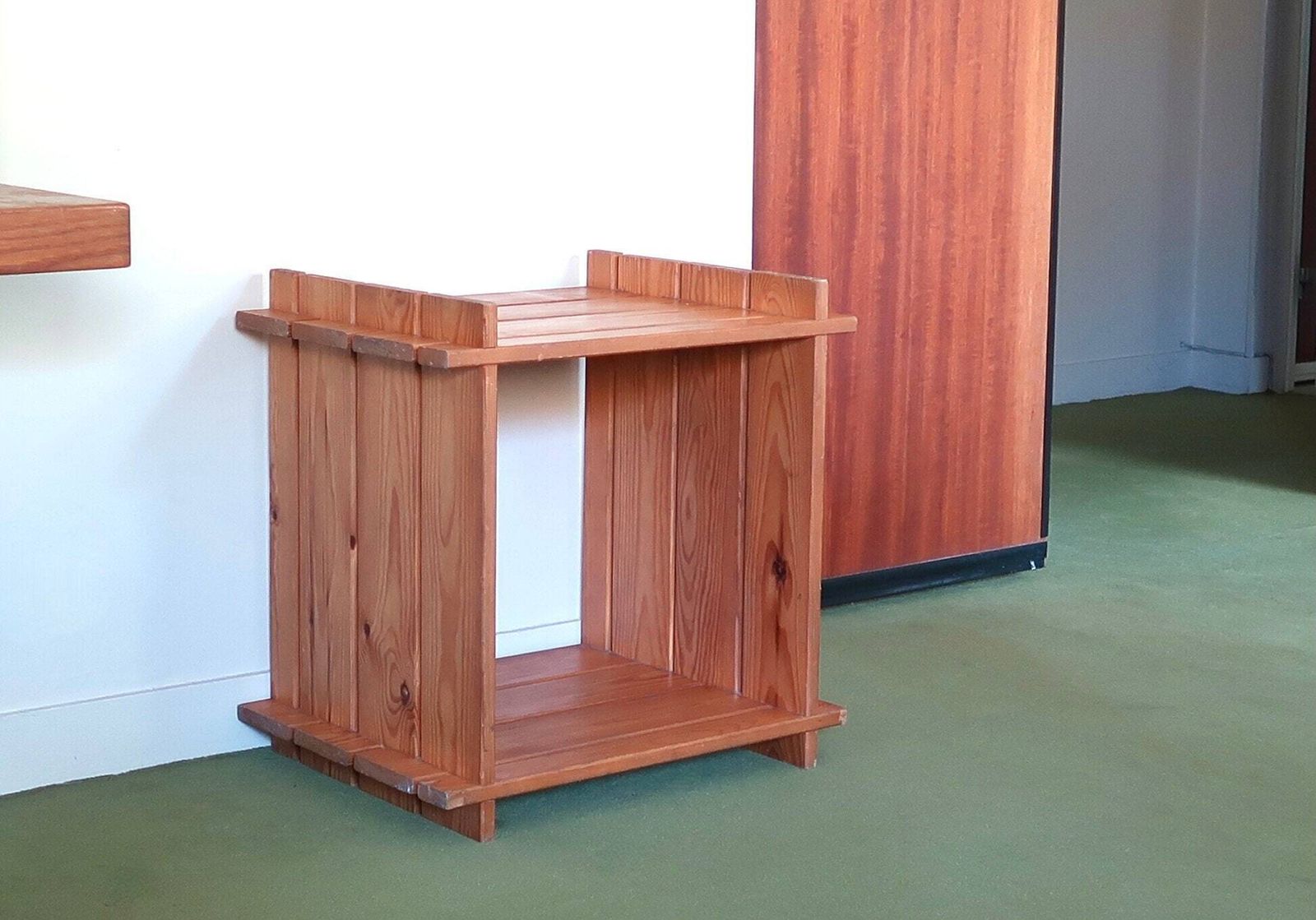 French Night Or End Table By Maison Regain, Pin Wood, 1970s / Pierre Chapo Style, Shelf, Furniture, France, Wooden