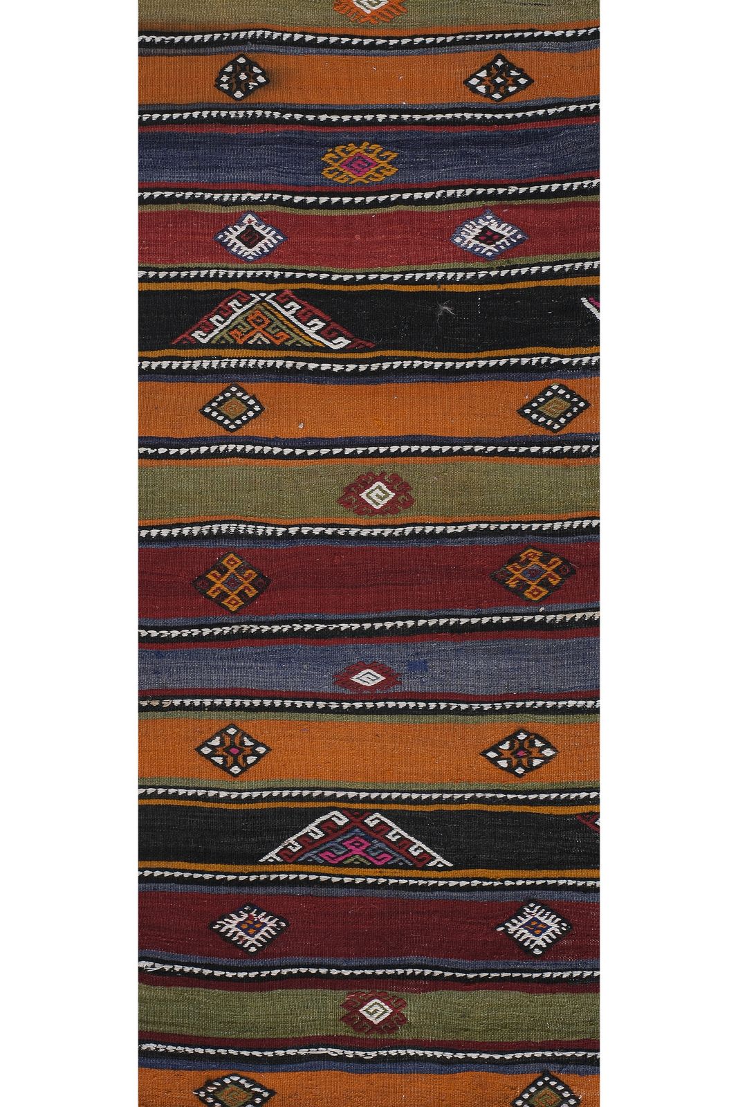 Made Of Natural Undyed Wool Early 20th Century Colorful Stair Kilim Runner 2'2'' X 19'4'' photo 1250.0