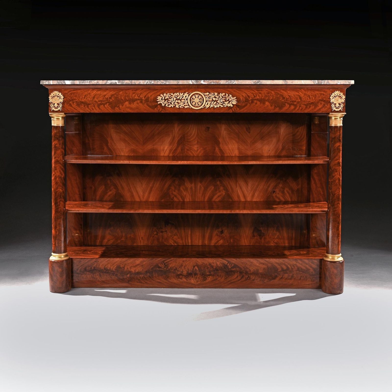 Grand French Empire Mahogany Gilt Bronze Mounted Console Table Of Extremely Large Scale photo furniture