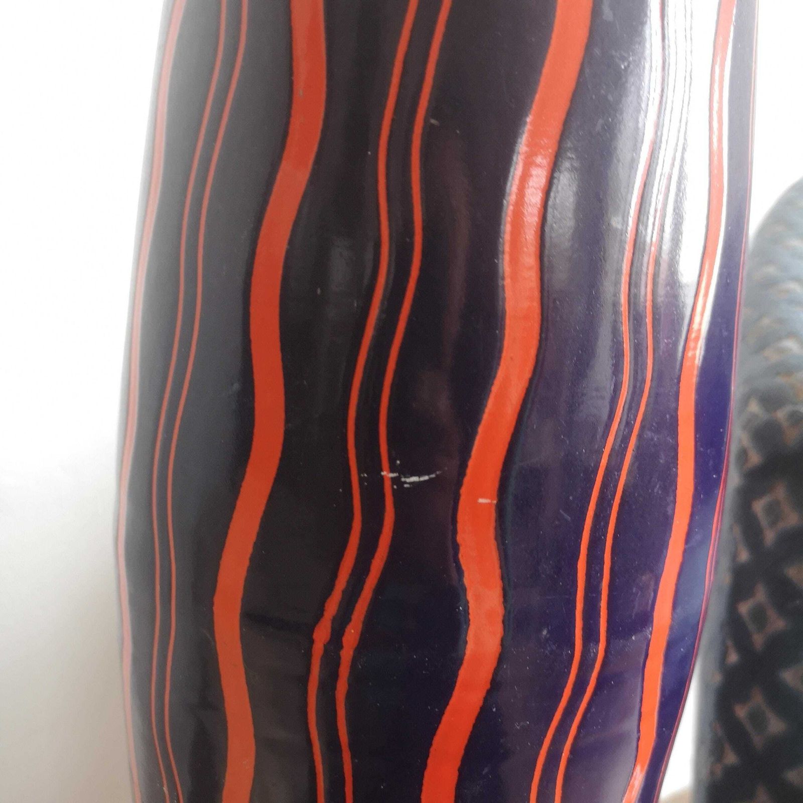 Rare Hand Painted Enamel Vase One Of A Kind Bonyhád Hungary Design Red & Blue, Collectible Anniversary Piece, Perfect For Display Decor