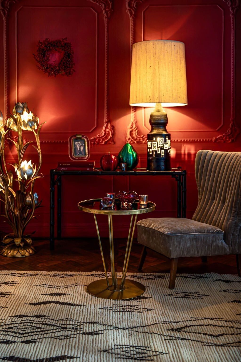 An Italian 1950s Cocktail Chair Upholstered In Mushroom Velvet. photo furniture