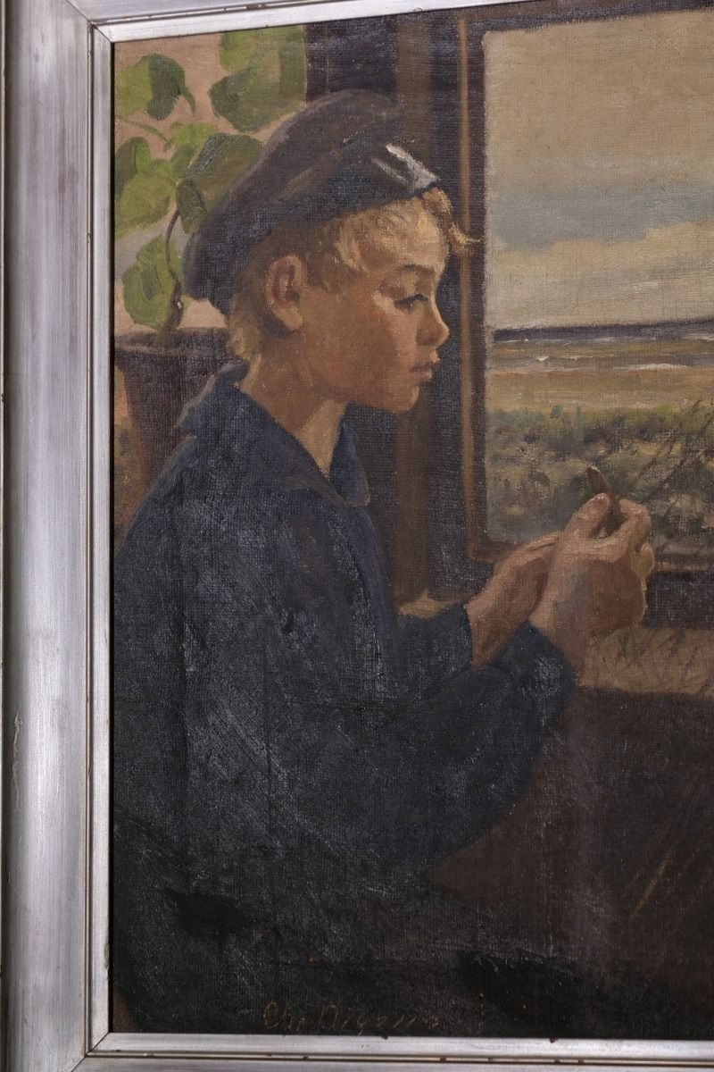 Art Oil On Canvas Study Of A Boy By Christian Aigens photo