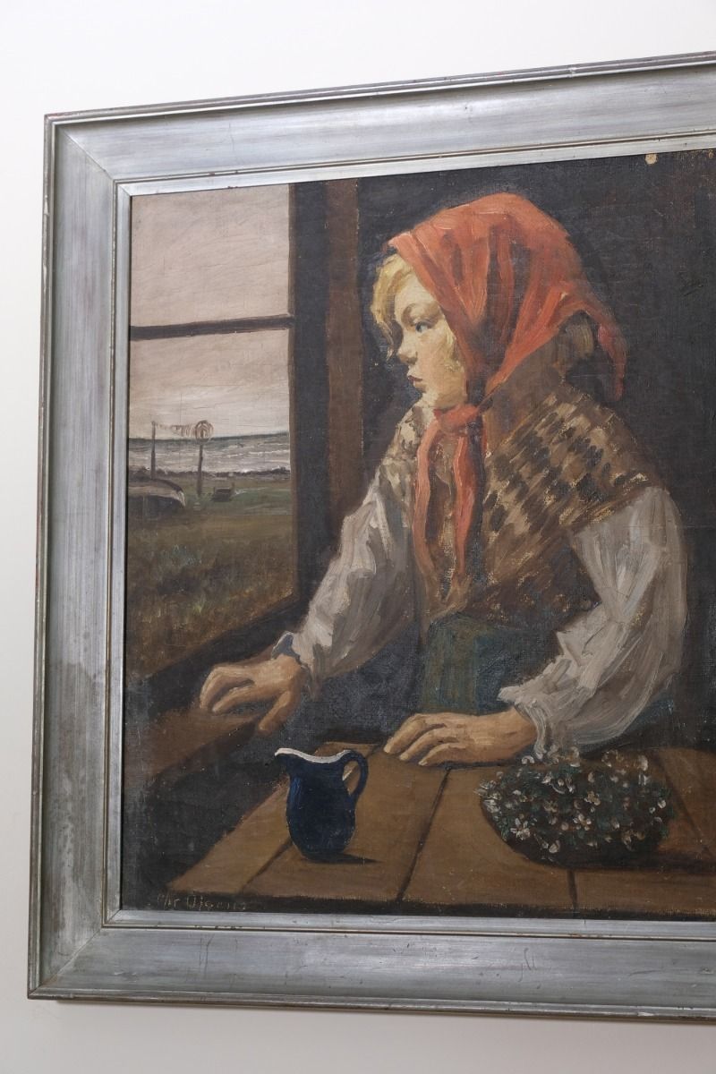 photo vinterior Oil On Canvas Study Of A Girl By Christian Aigens
