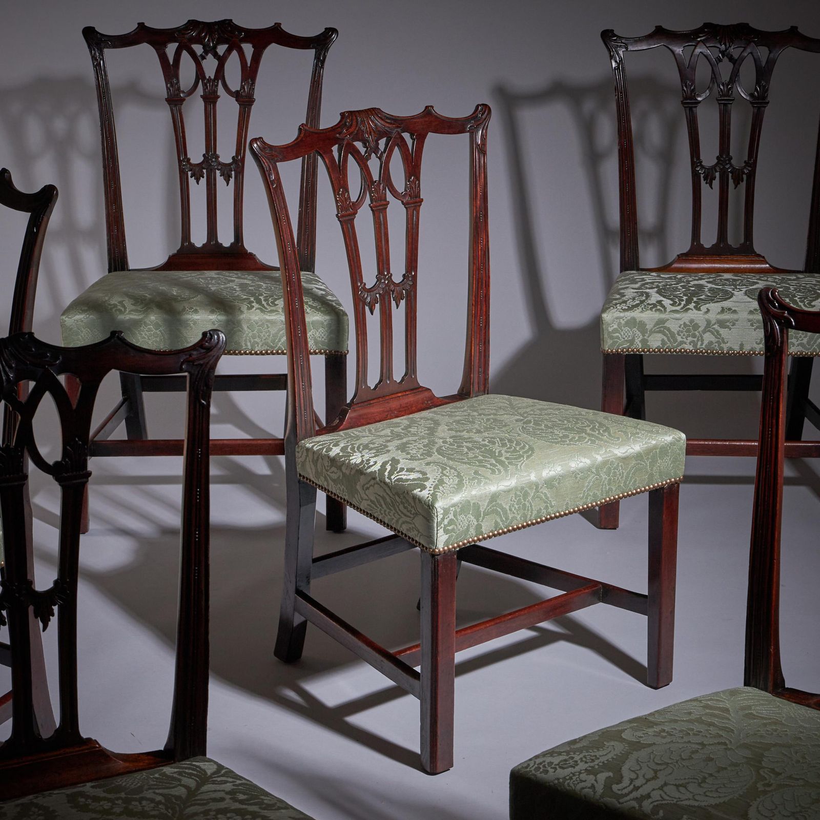 A Fine Set Of Six George III 18th Century Gothic Chippendale Dining Chairs, 1760 photo for sale