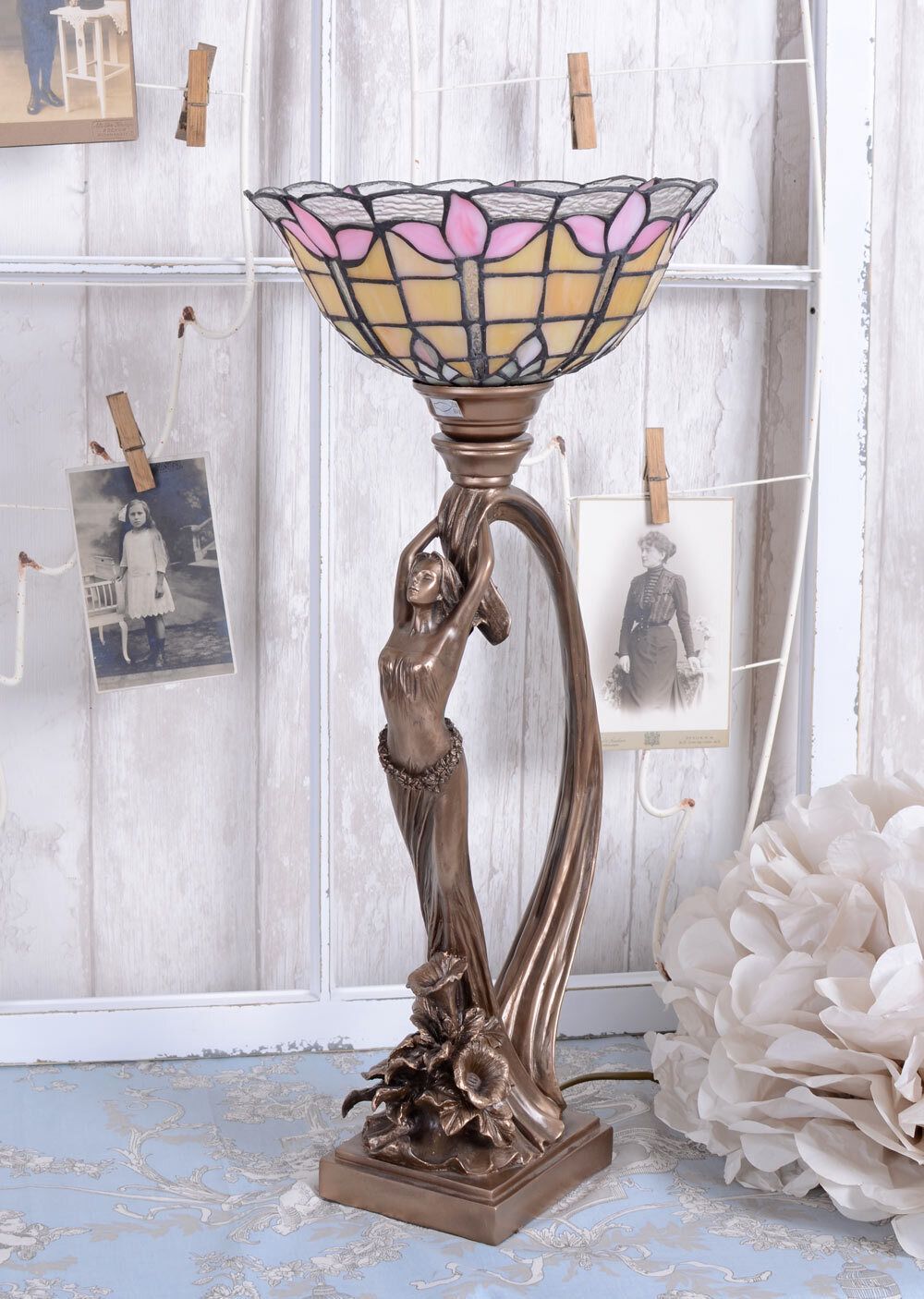 Table Lamp “Wiener Secession” – Art Nouveau Style With Graceful Female Figure photo Lighting