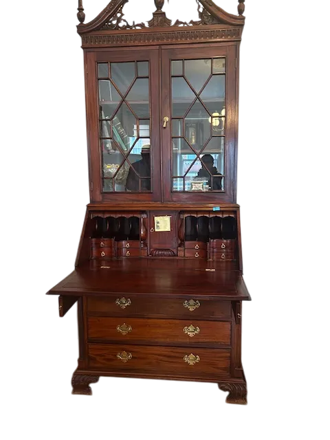 Edwardian Inlaid Mahogany Bureau Bookcase photo for sale