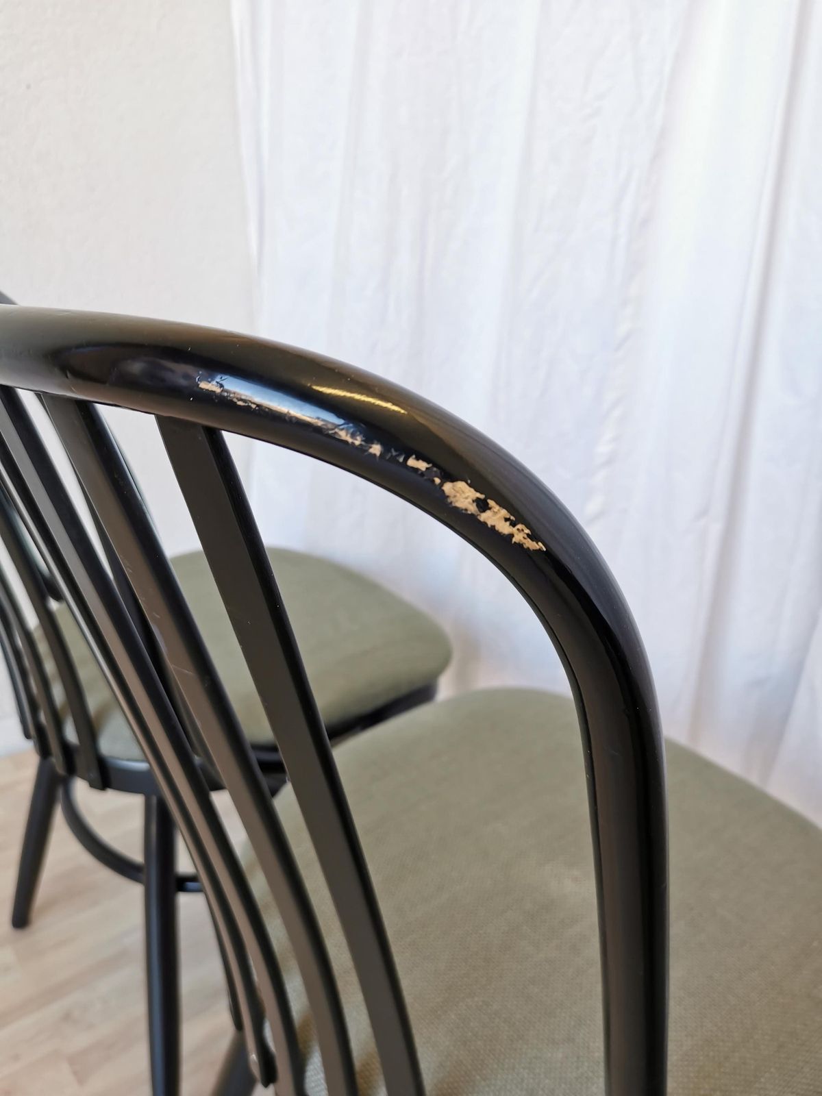 photo furniture 1 Of 4 Vintage Wooden Dine Chairs / 1980s Yugoslavia / Made In Ligna Style / Black Bentwood Mid Century Dining Chairs Gray Fabric Seat