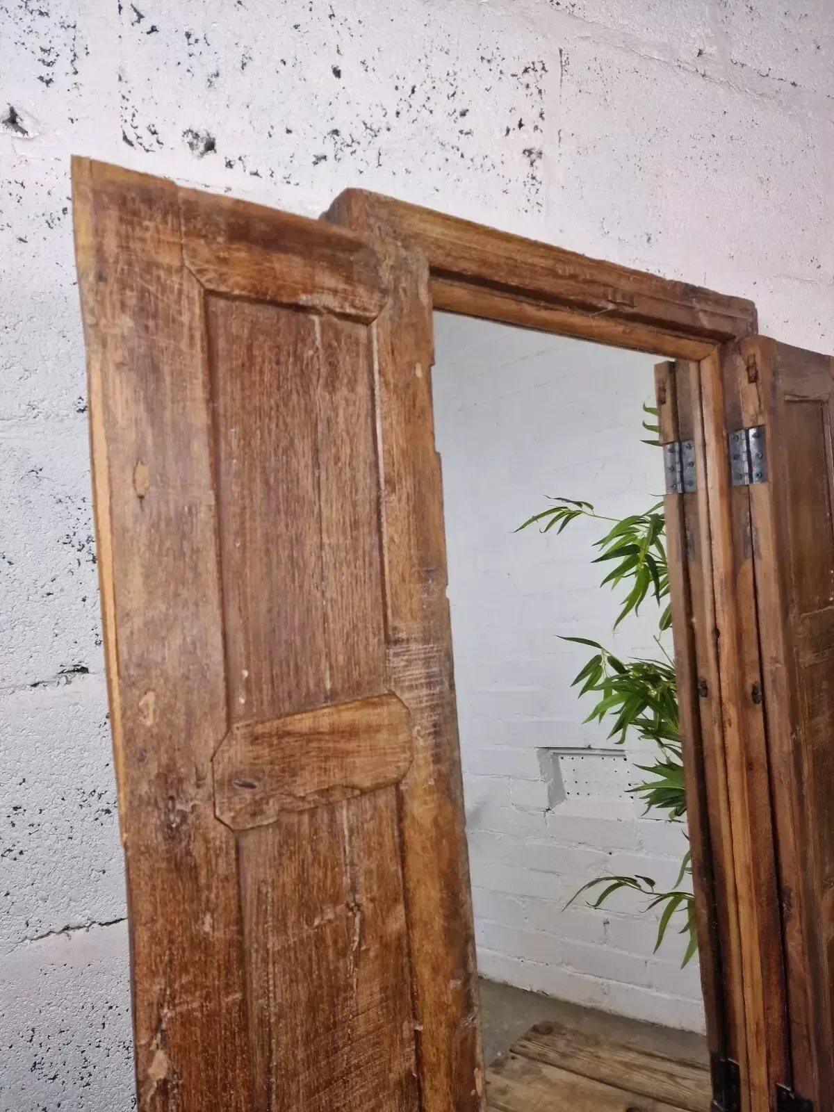 photo furniture Large Antique Indian Colonial Solid Wooden Window Shutters Wall Garden Mirror