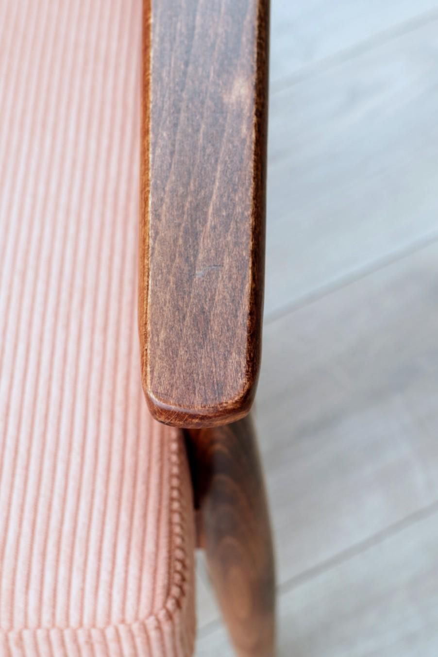 Scandinavian Lounge Chair Light Coral Pink Corduroy Classic Design photo 399.0