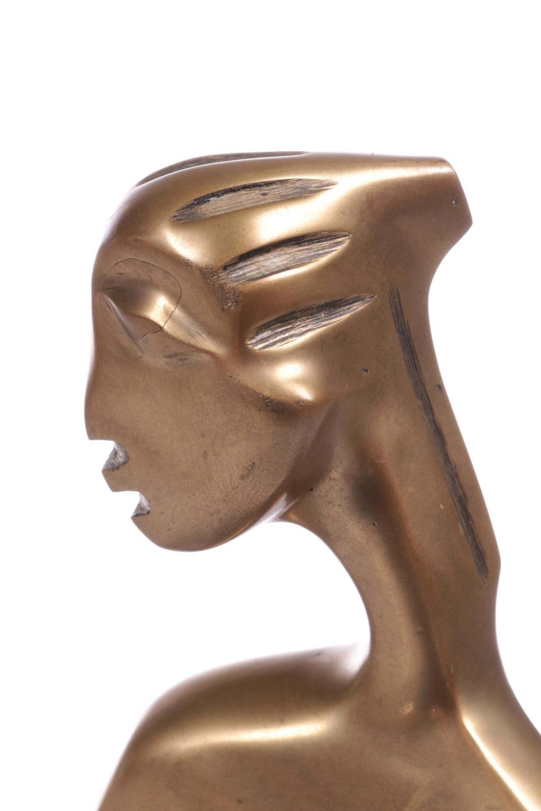 Brass Art Deco Statue Of An African Woman On A Marble Base, 1970s photo 595.0
