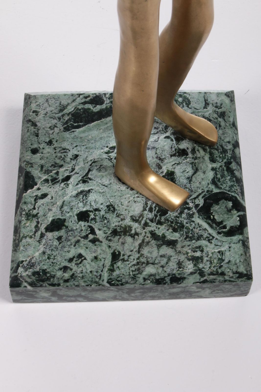 Art Brass Art Deco Statue Of An African Woman On A Marble Base, 1970s photo