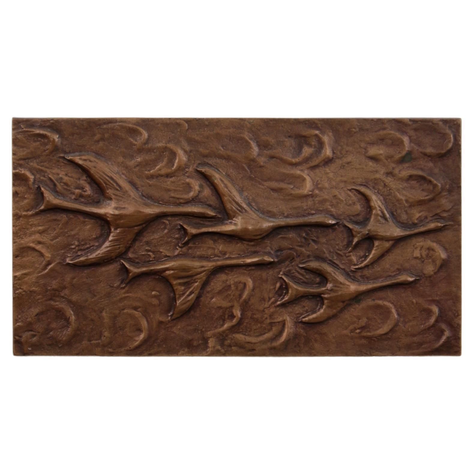 Copper Wall Decoration Flying Birds, 1960