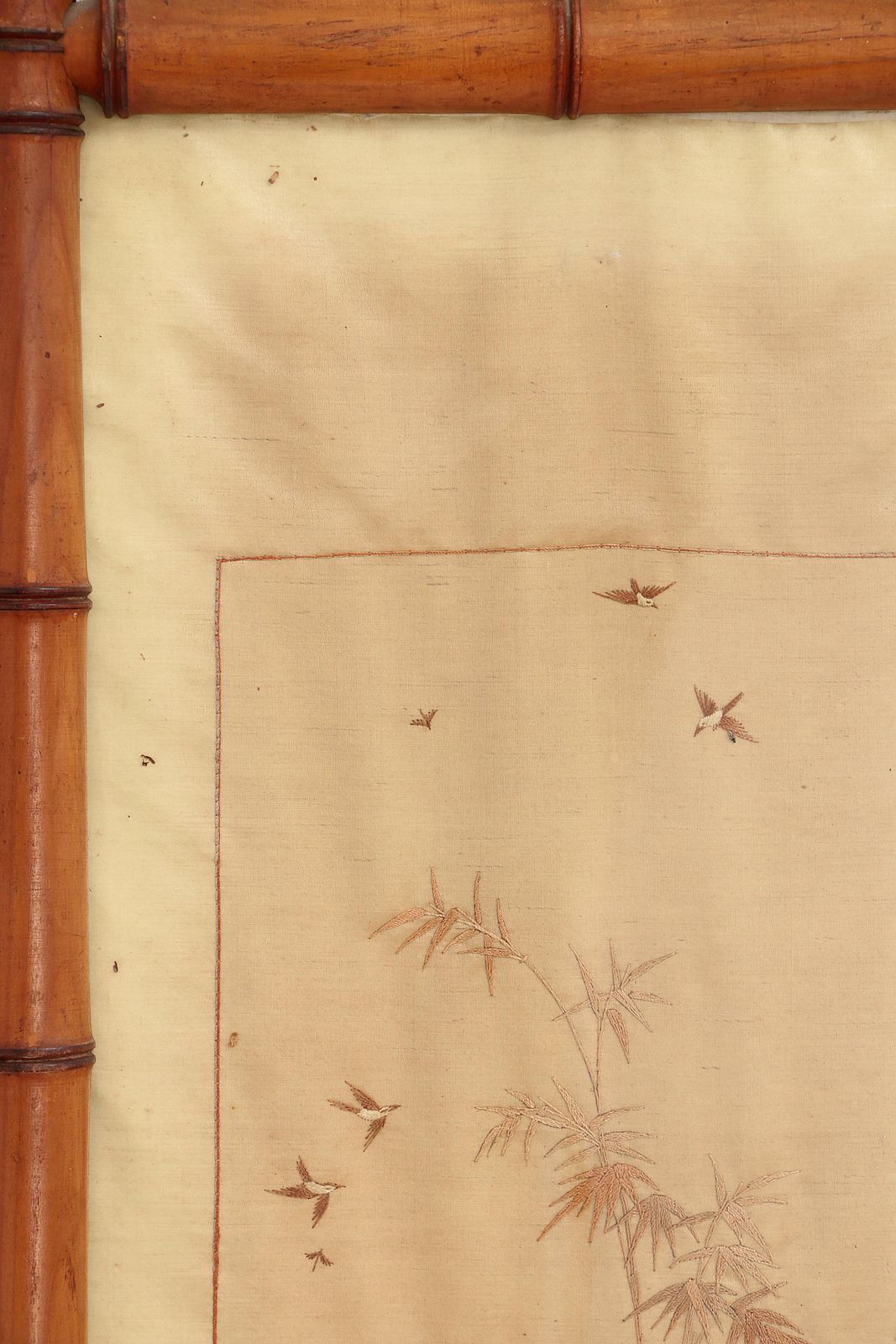 Art 19th Century Chinese Silk Tapestries In Bamboo Frames photo