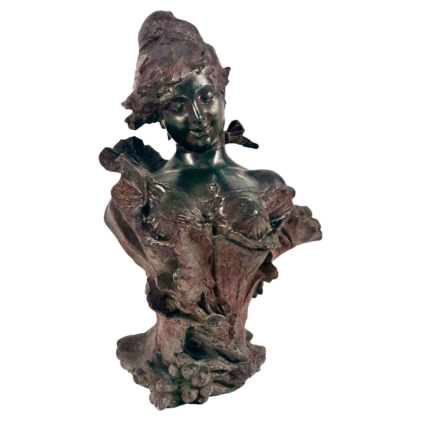 French Art Nouveau Woman Bust “Fraises Au Champagne” By Alfred Jean Foretay