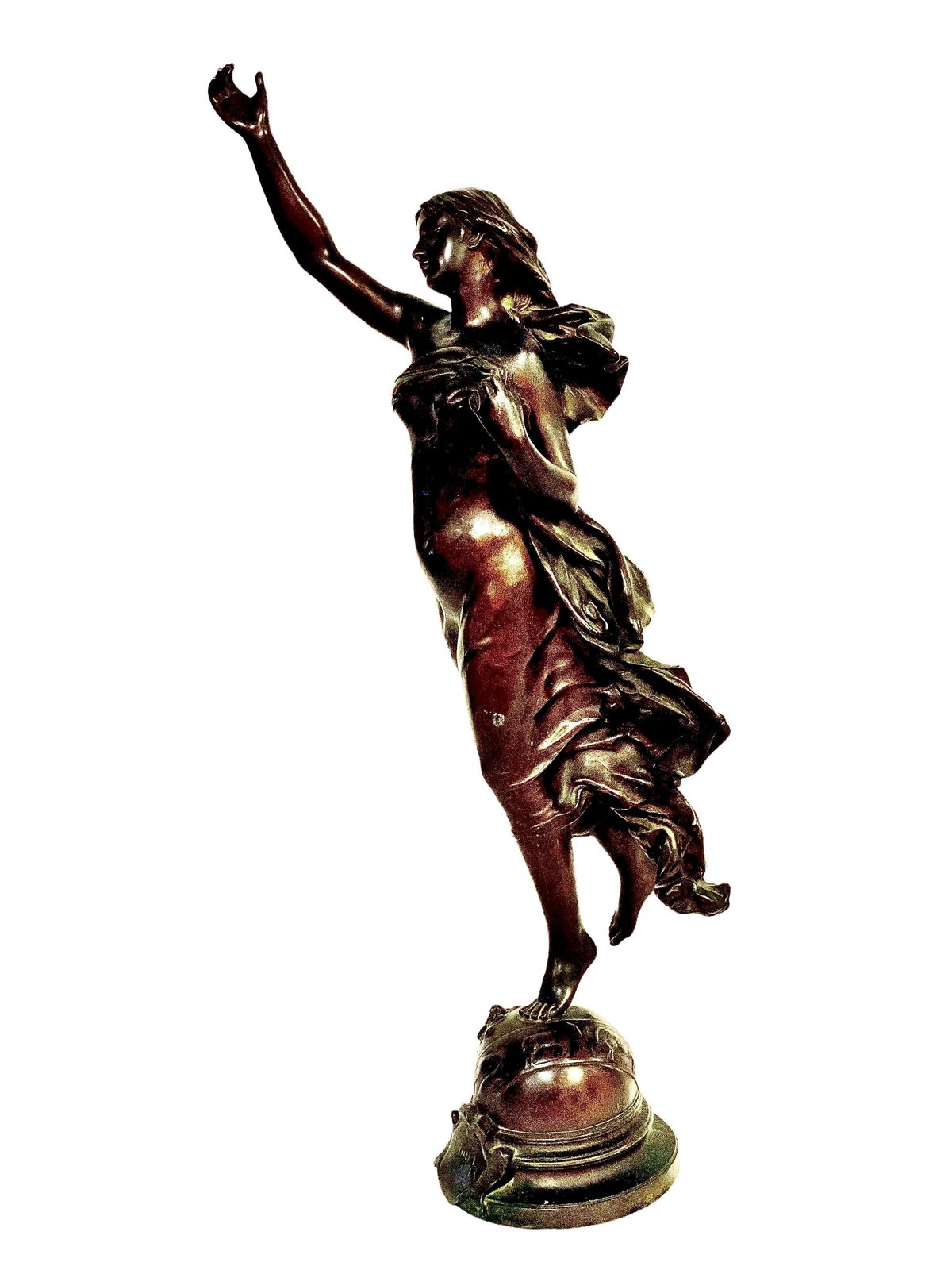 19th Century Tall And Large Woman Bronze Statue By French Sculptor Adrien Gaudez photo furniture