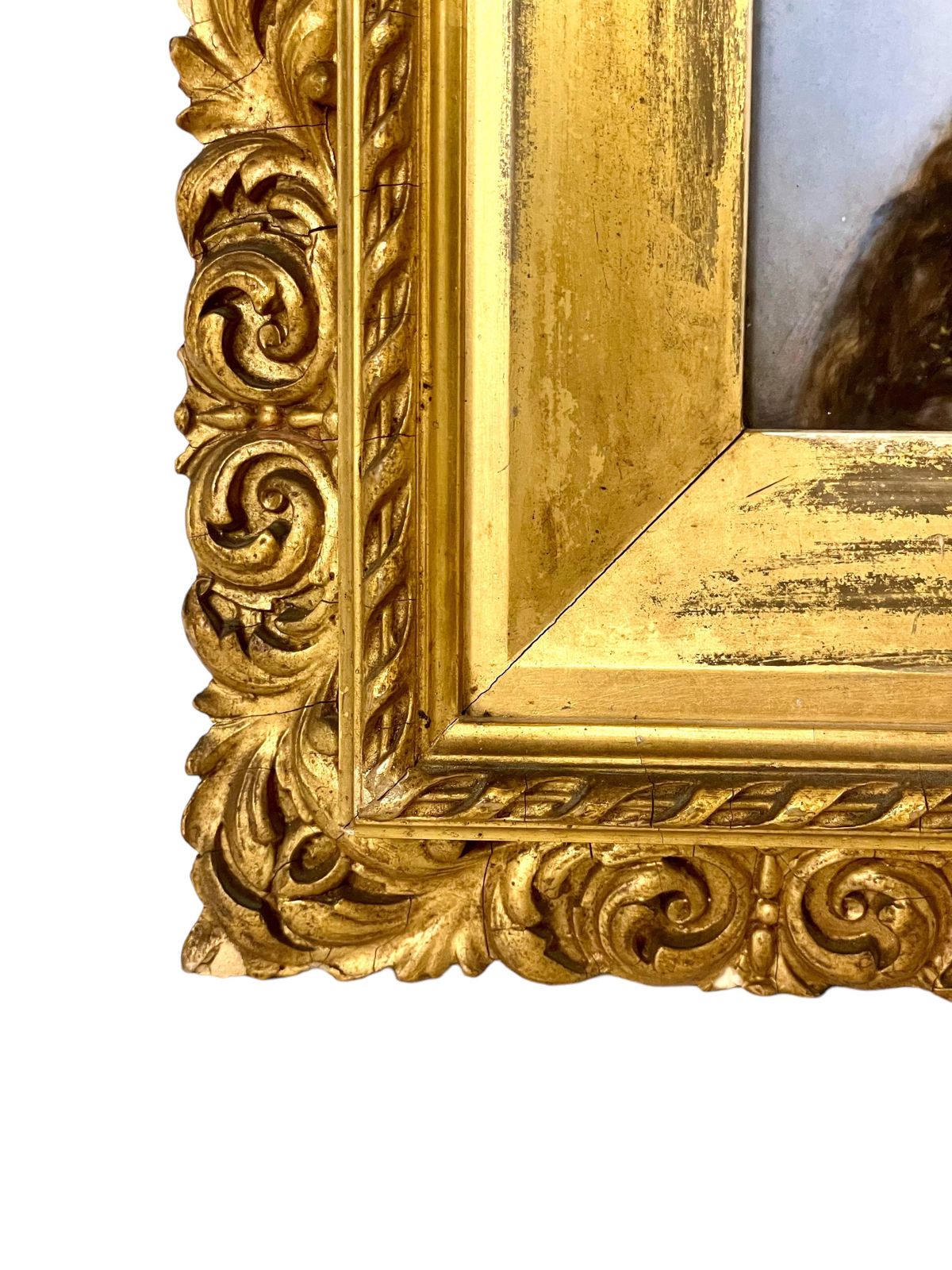photo furniture 19th Century Oil On Ceramic : Portrait Of A Young Lady