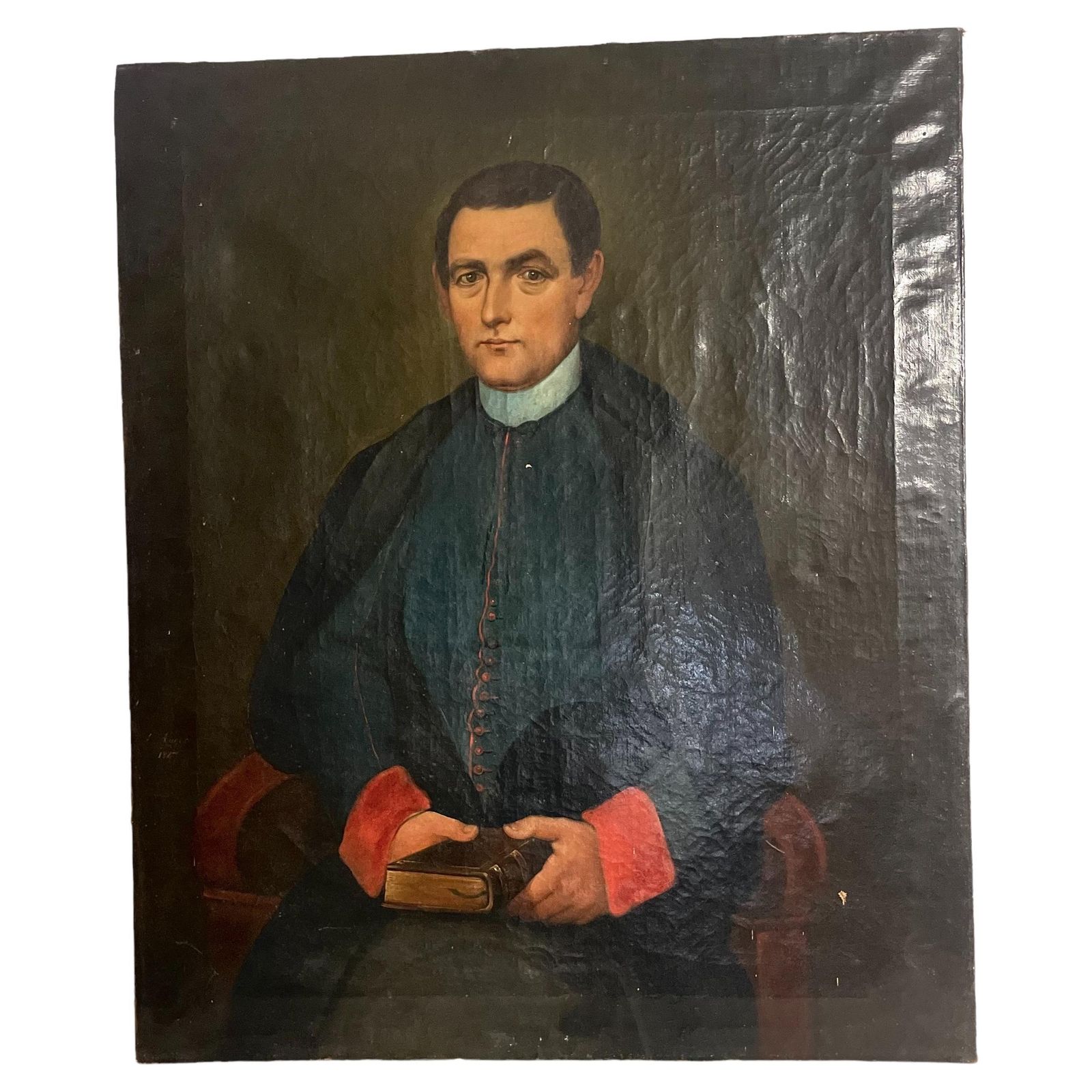 Oil On Canvas "Portrait Of An Ecclesiastic"