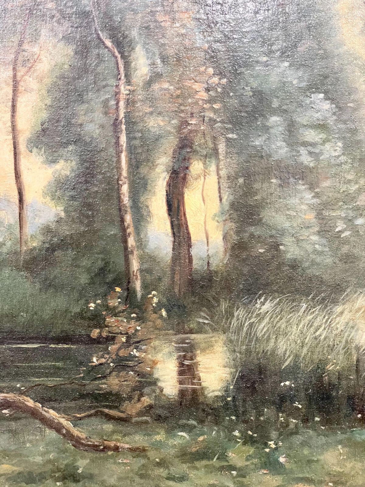 Large Oil On Panel 'The Cowherder By The Pond', By Charles Dhuin photo Art