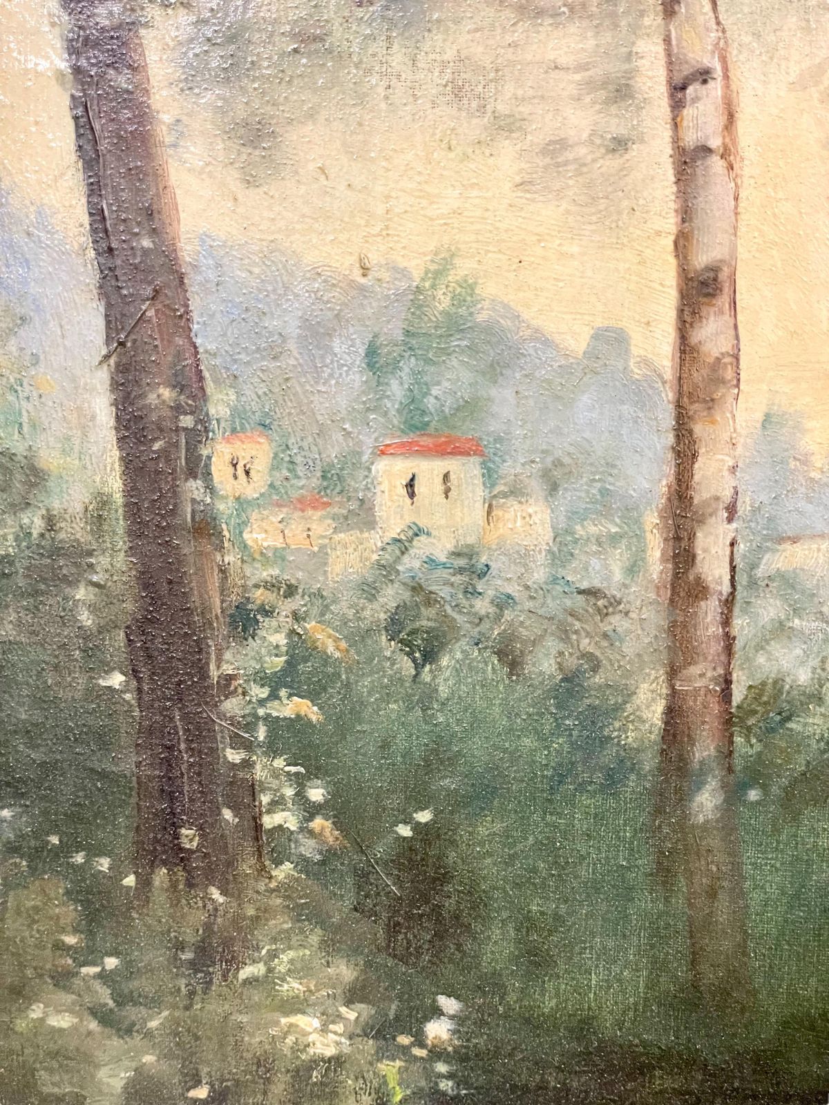 Large Oil On Panel 'The Cowherder By The Pond', By Charles Dhuin photo vintage