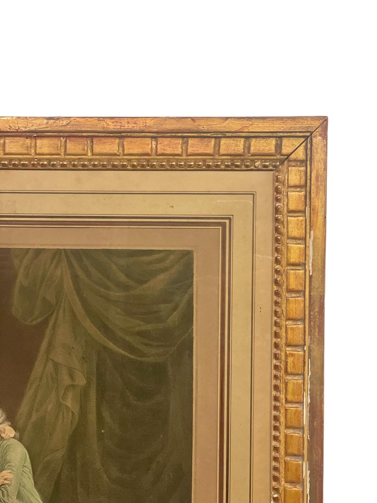 French Antique Lithograph In Gilt Frame 'La Douce Résistance' photo Art