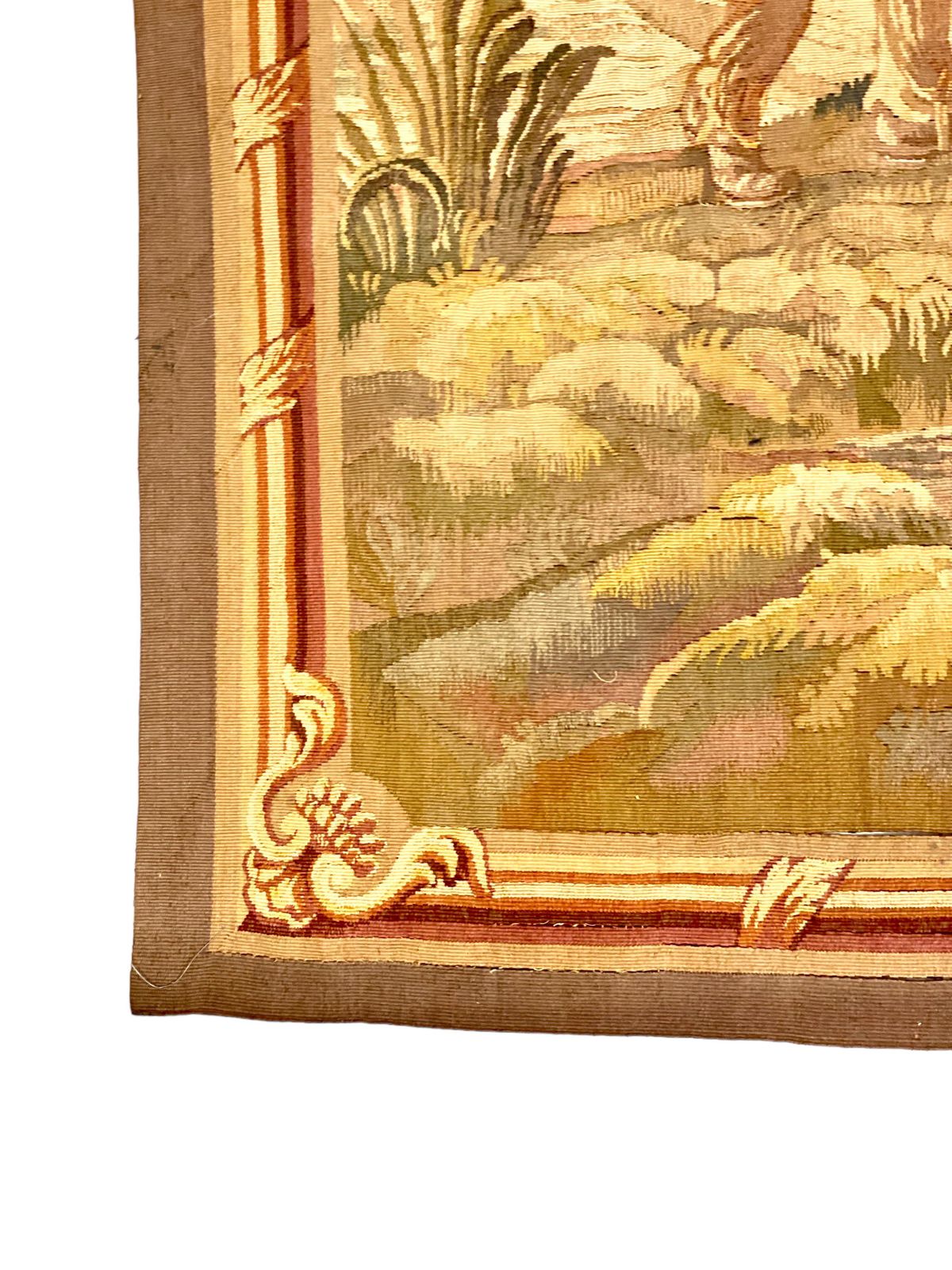 French Aubusson Pastoral Tapestry Featuring A Gallant Scene, Late 19th Century photo vinterior