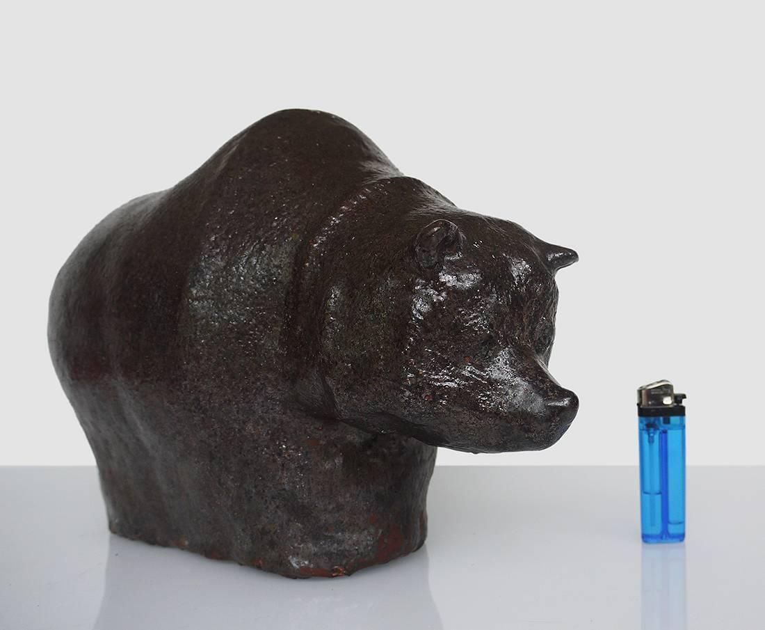 Big And Beautiful Textured Glaze Bear Sculpture By Rudi Stahl, Germany, Signed photo 686.0