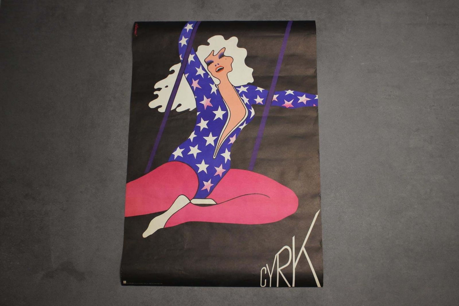 Mid Century Print Of Circus Trapeze Girl By Janowski Witold, 1975s photo furniture