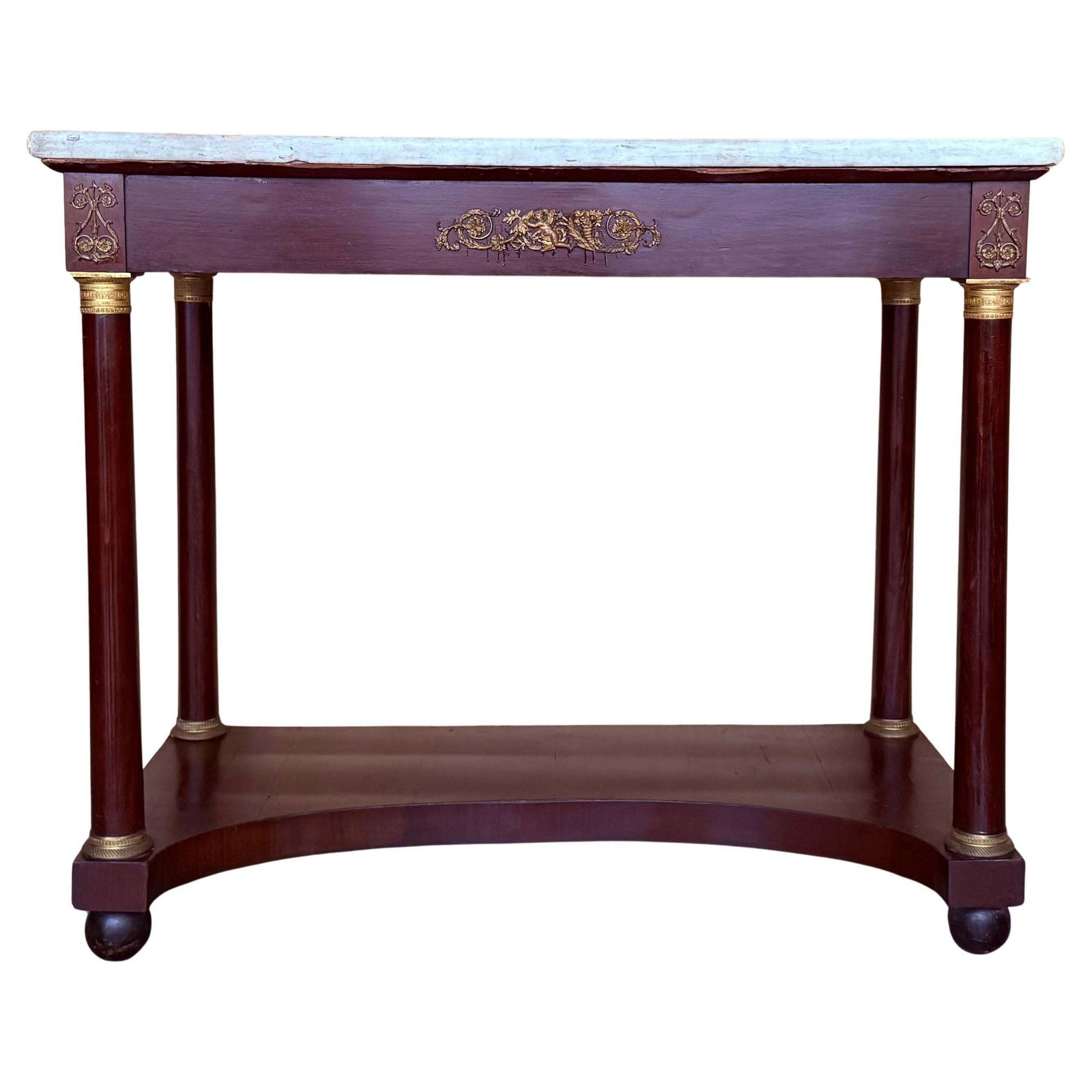 Antique French Empire Fruitwood Console Table With Drawer, Early 20th Century