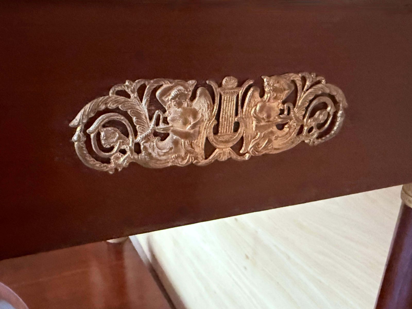 photo furniture Antique French Empire Fruitwood Console Table With Drawer, Early 20th Century