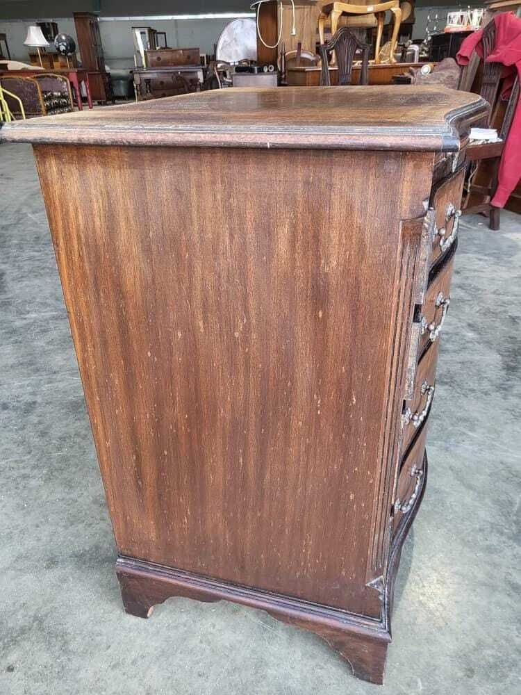 Antique Repro Serpentine Small Chest Of Drawers Bracket Feet Tray Desk photo 270.0