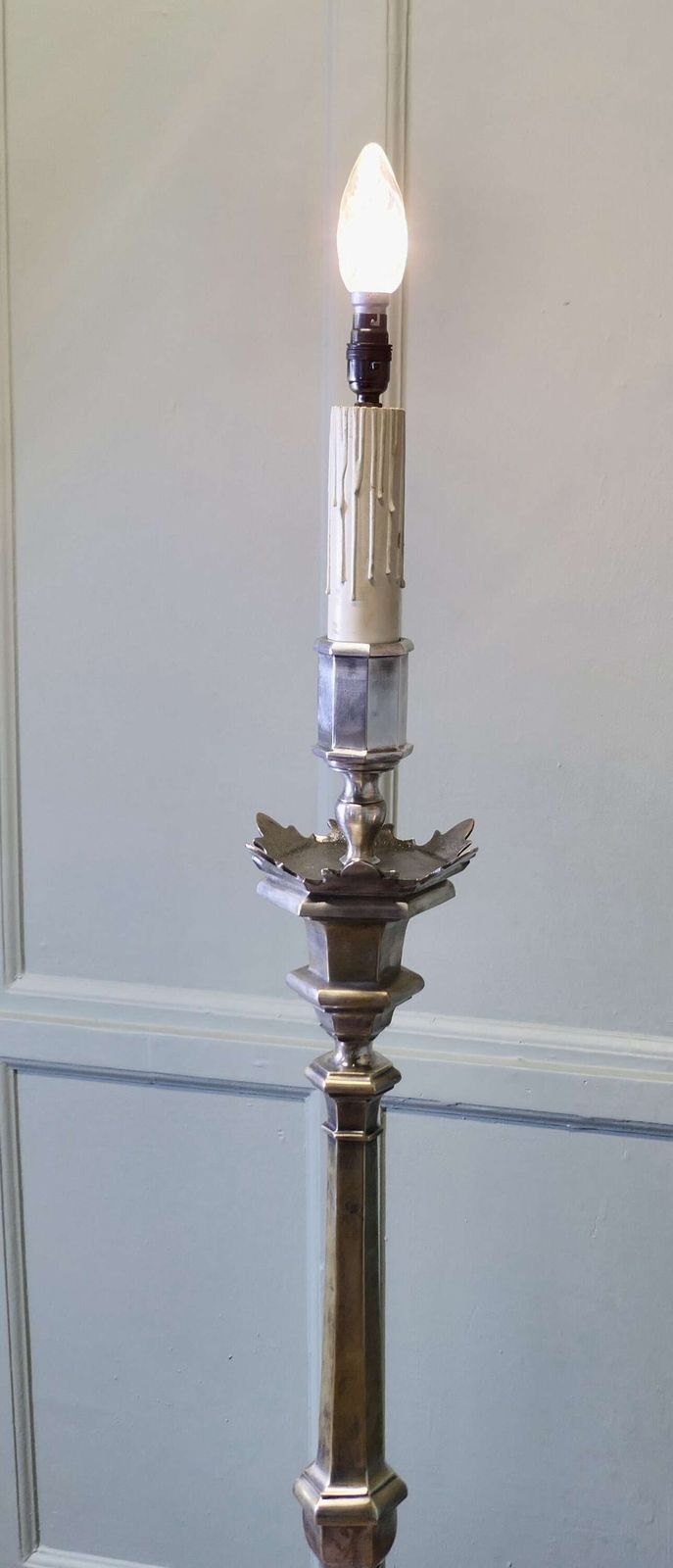 Heavy Silver Plated Standard Or Floor Lamp photo vinterior
