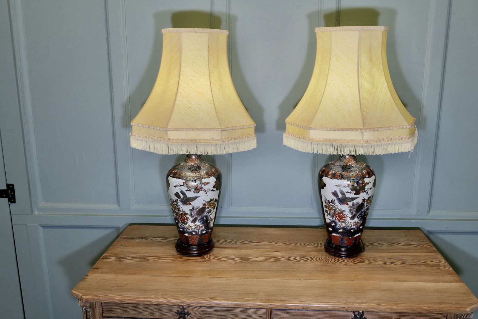 A Pair Of Large Japanese Satsuma Lamps photo for sale