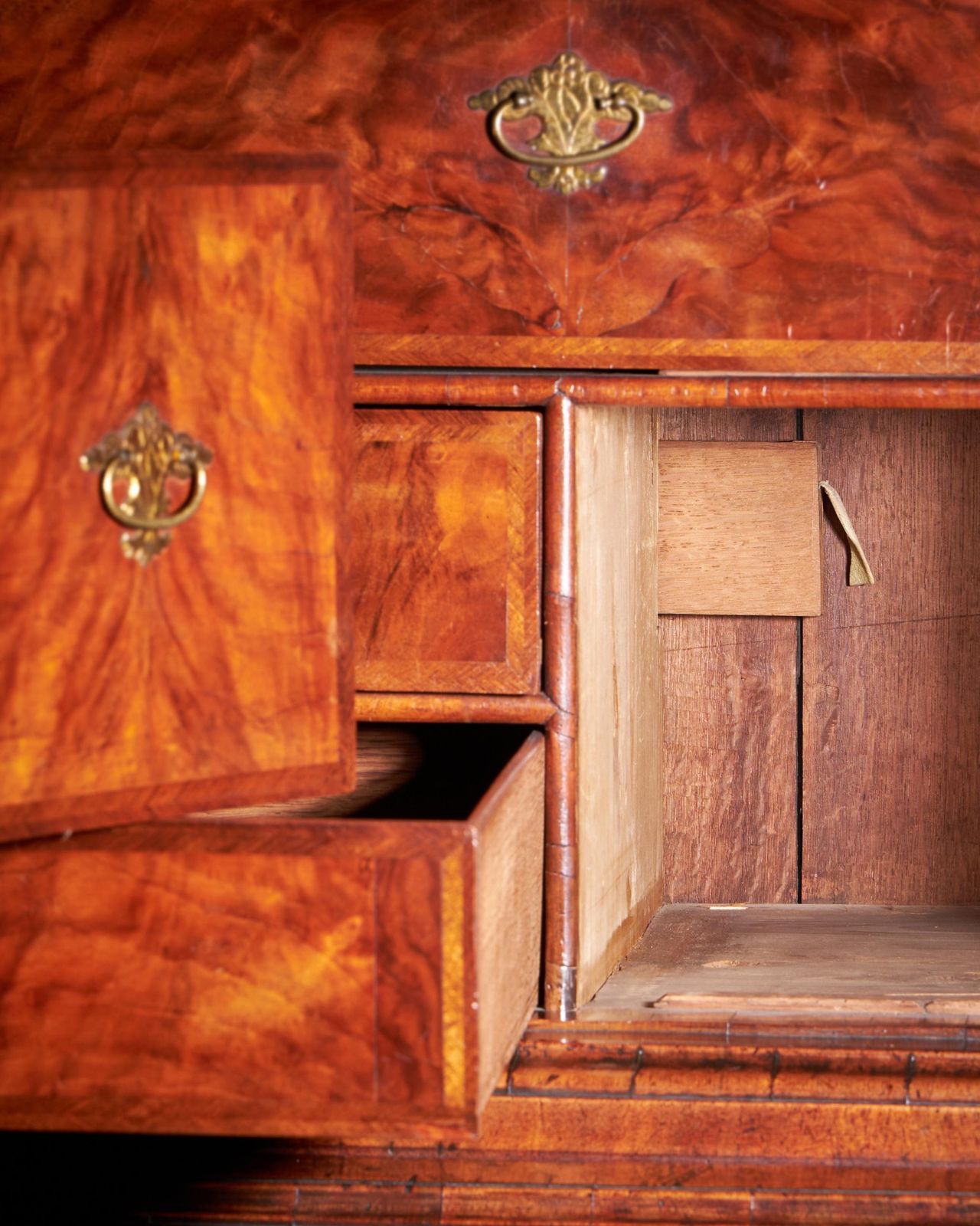 18th Century Queen Anne Burr Walnut Mirrored Cabinet On Chest, Circa 1705 1715 photo Furniture