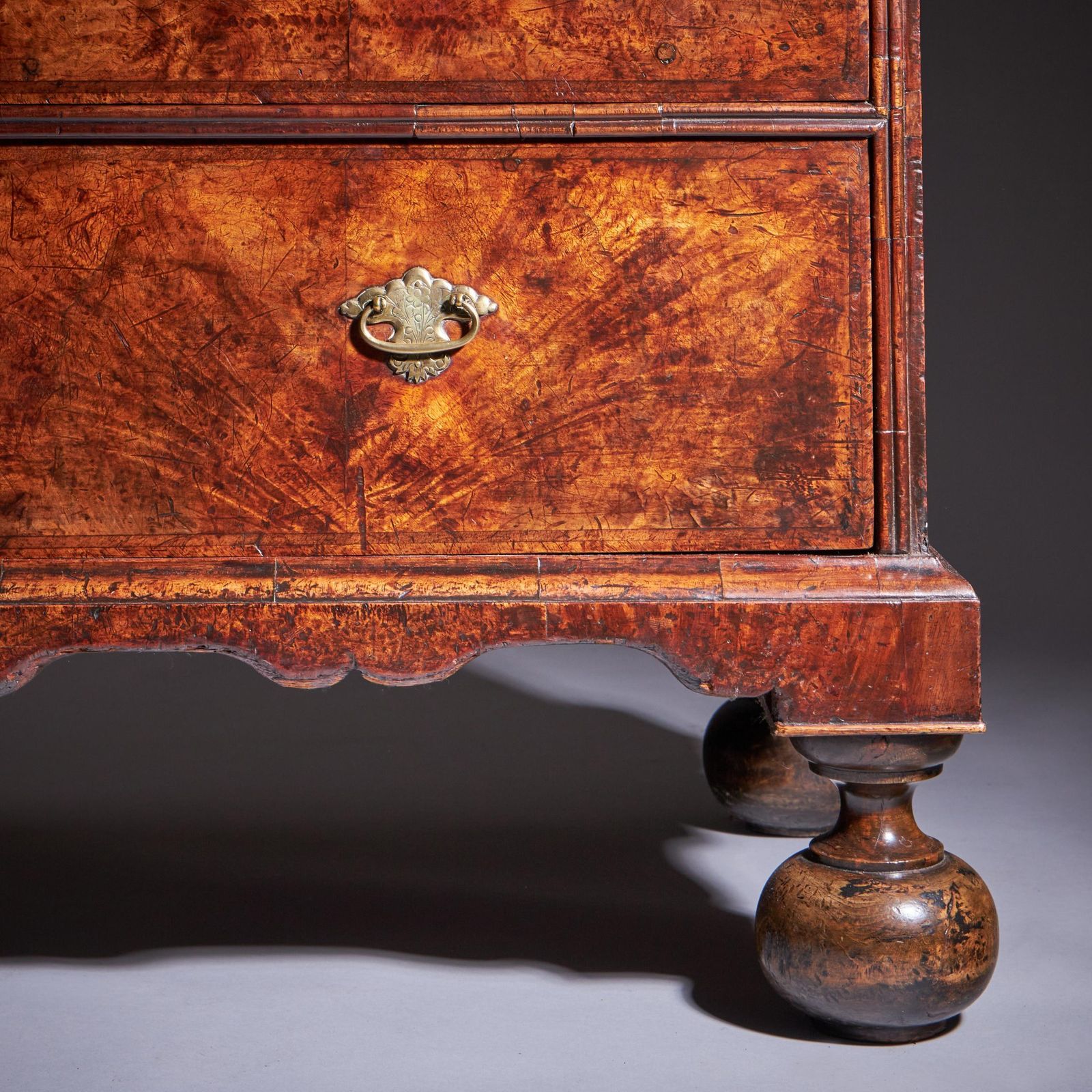 32900.0 18th Century Queen Anne Burr Walnut Mirrored Cabinet On Chest, Circa 1705 1715 photo