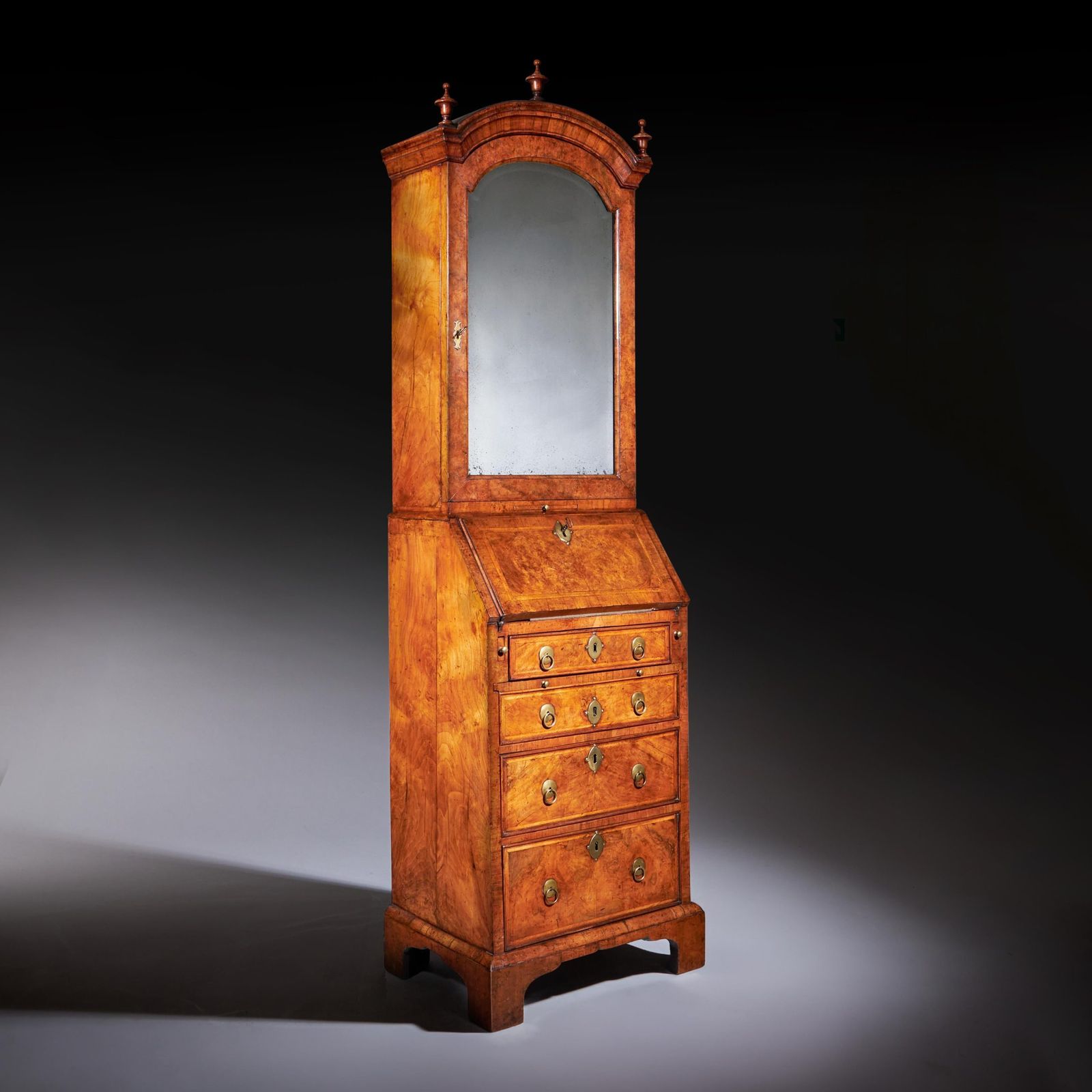 18th Century Queen Anne Burr Walnut Double Dome Bureau Bookcase photo furniture