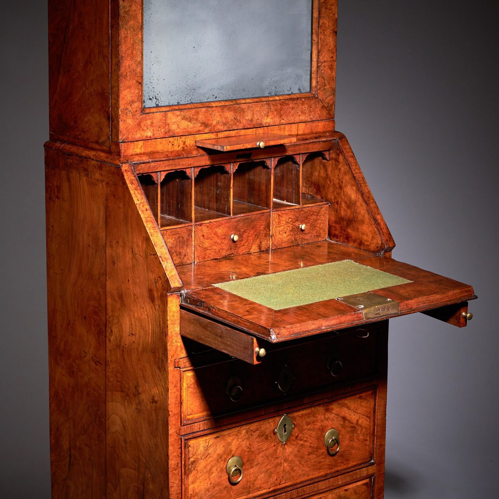 18th Century Queen Anne Burr Walnut Double Dome Bureau Bookcase photo 28000.0