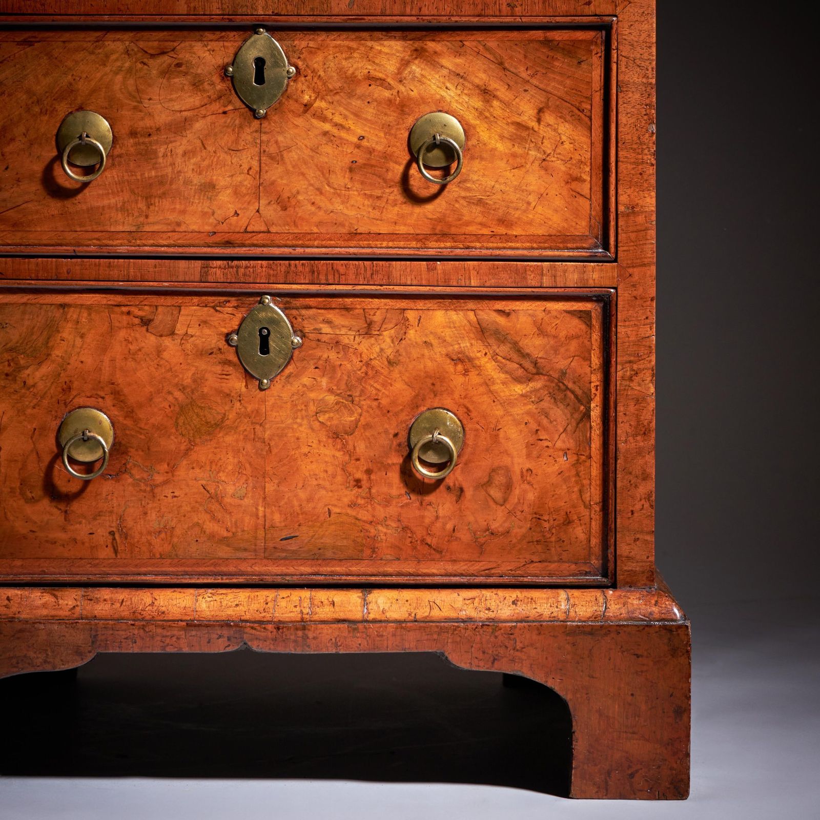 18th Century Queen Anne Burr Walnut Double Dome Bureau Bookcase photo vintage