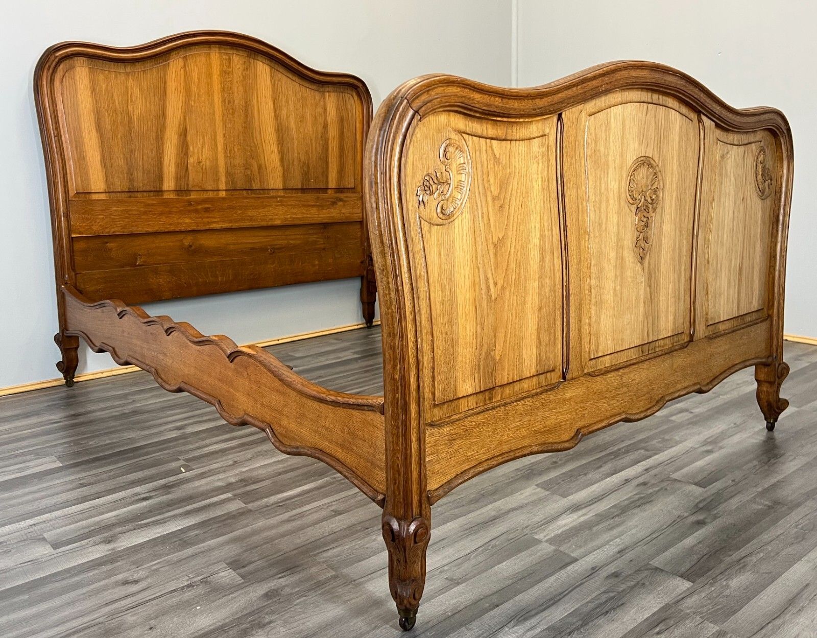 Antique French Bed Frame Double Size Elegant Carved Design Headboard  Lot 3711 photo buy