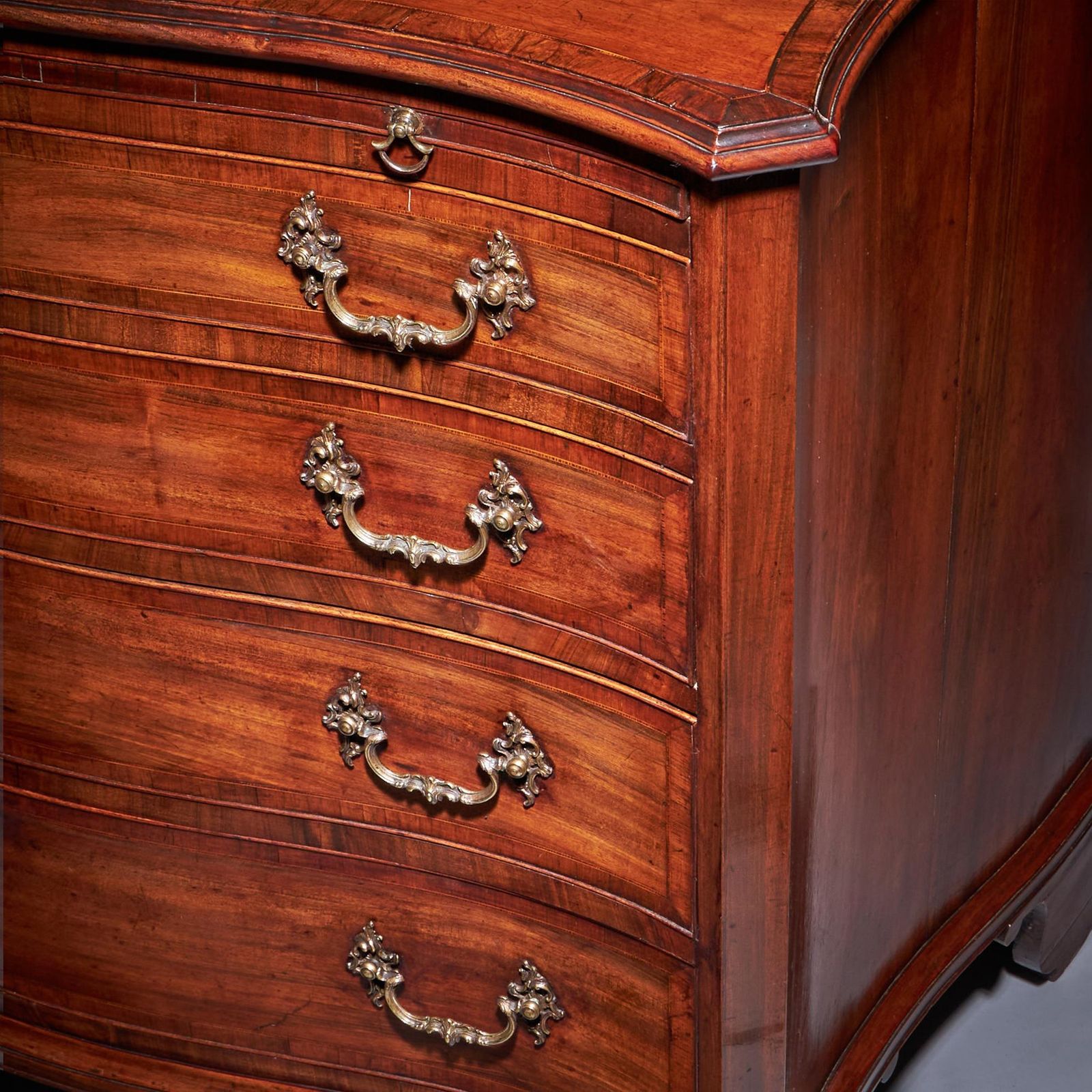 photo furniture Important 18th Century Goncalo Alves Serpentine Chest Signed J N Teague 1779
